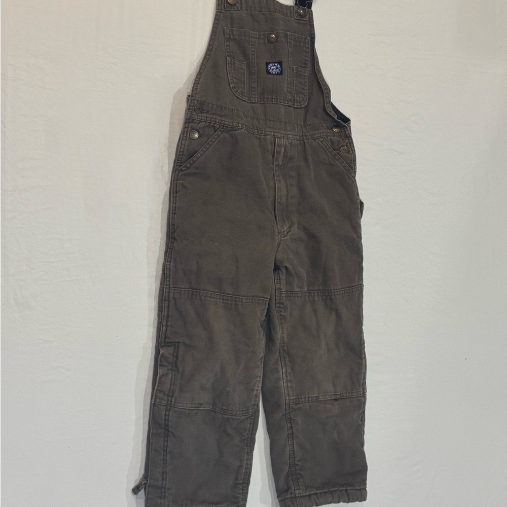 Polar King Youth‎ M Duck Canvas Insulated Bib Overalls Brown Canvas Quilt Lined